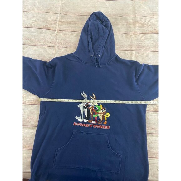 Vintage 90's Warner Brothers Studio Store Looney Tunes Blue Hoodie - XL - Picture 5 of 11